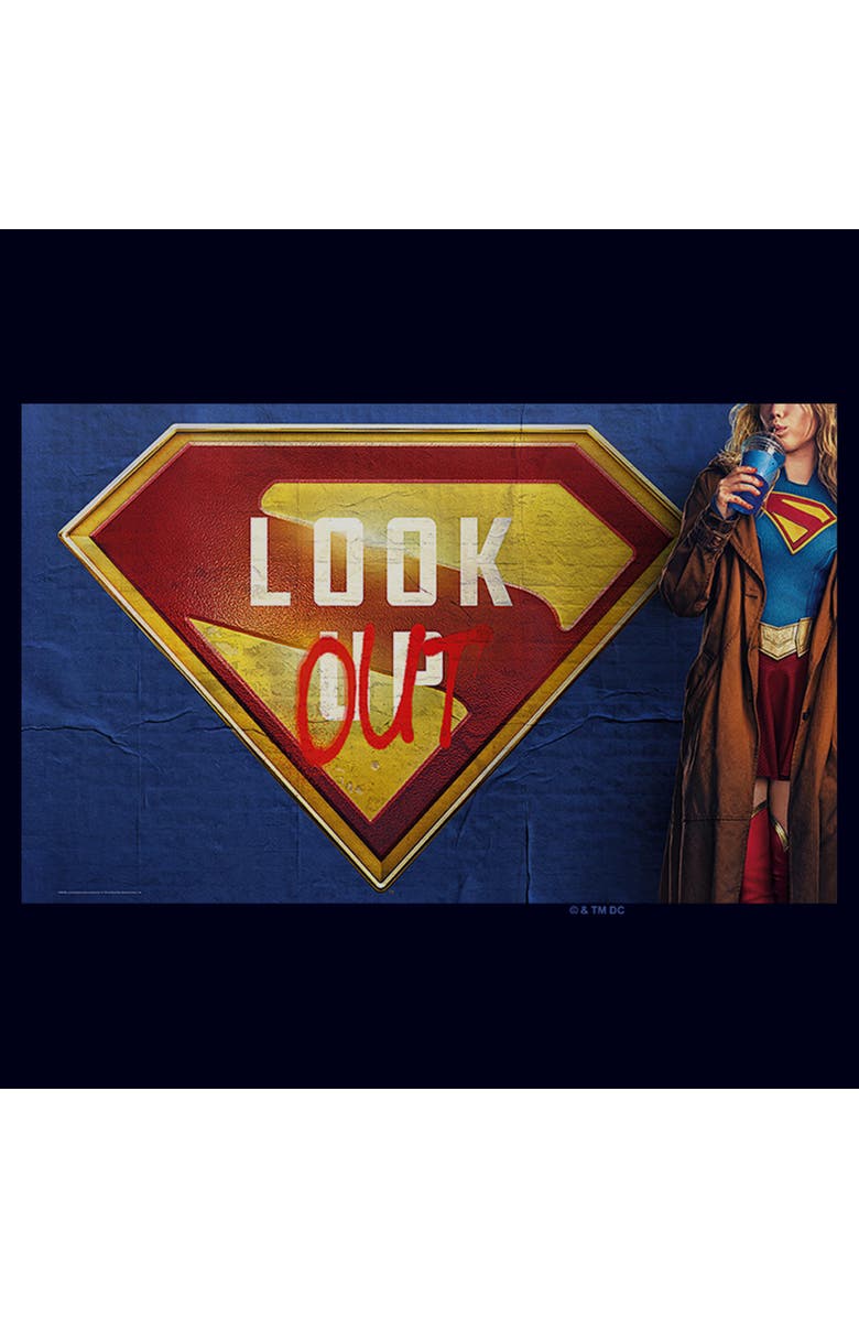 Supergirl Women's Supergirl Look Out Graffiti Poster Graphic T-Shirt, Alternate, color, Navy Blue