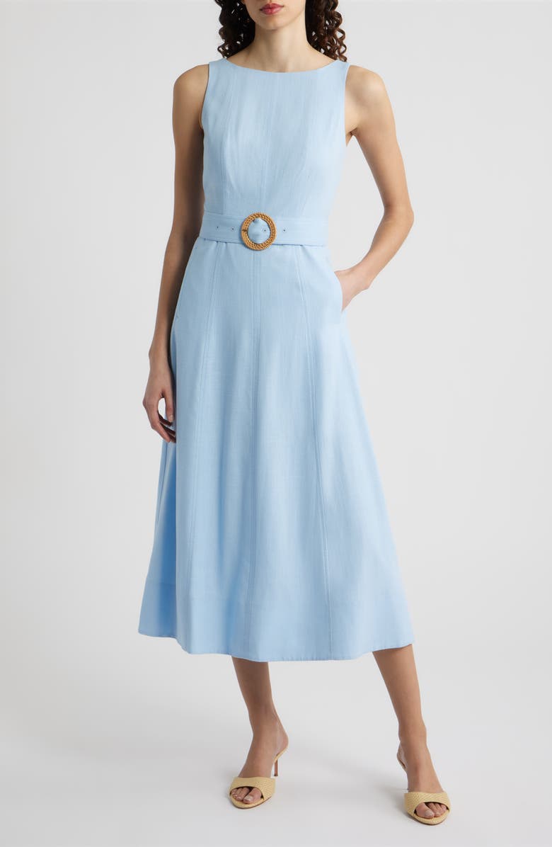 Eliza J Sleeveless Midi Dress, Main, color, Chambray Blue