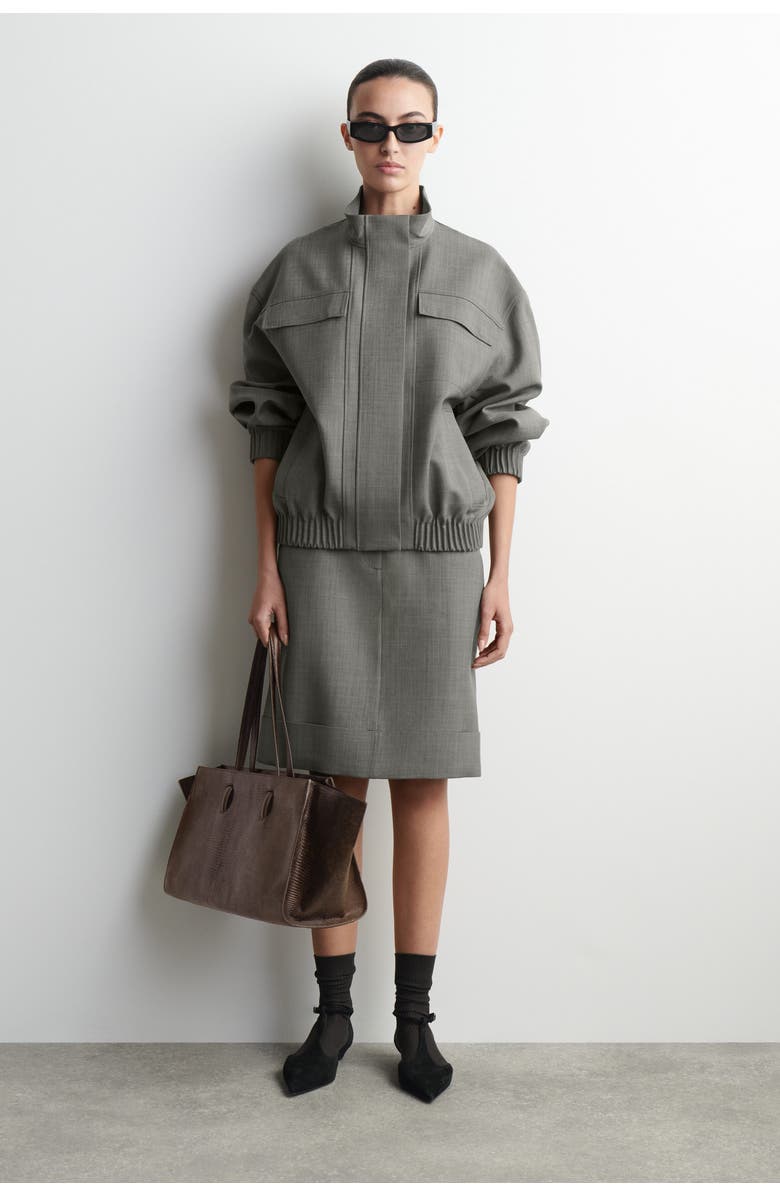 COS Monument Tote Bag - Leather, Alternate, color, Croc-Effect / Brown
