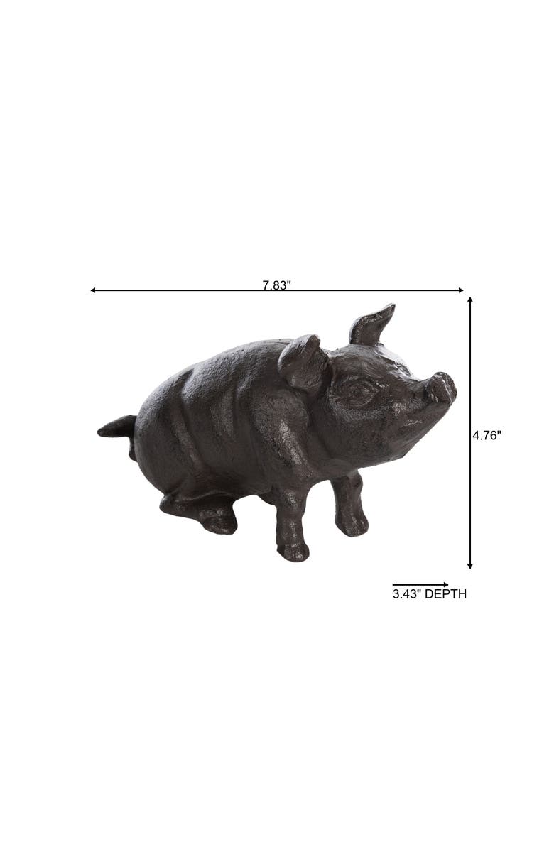 Transpac Iron Pig Garden Statue Metallic for Spring Home Decor, Alternate, color, Brown