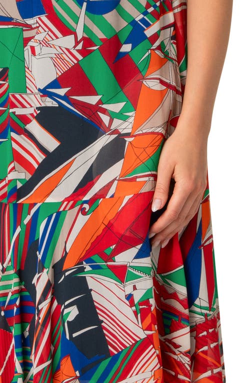Akris Punto Sea Clipper Print Midi Georgette Dress In Multicolor