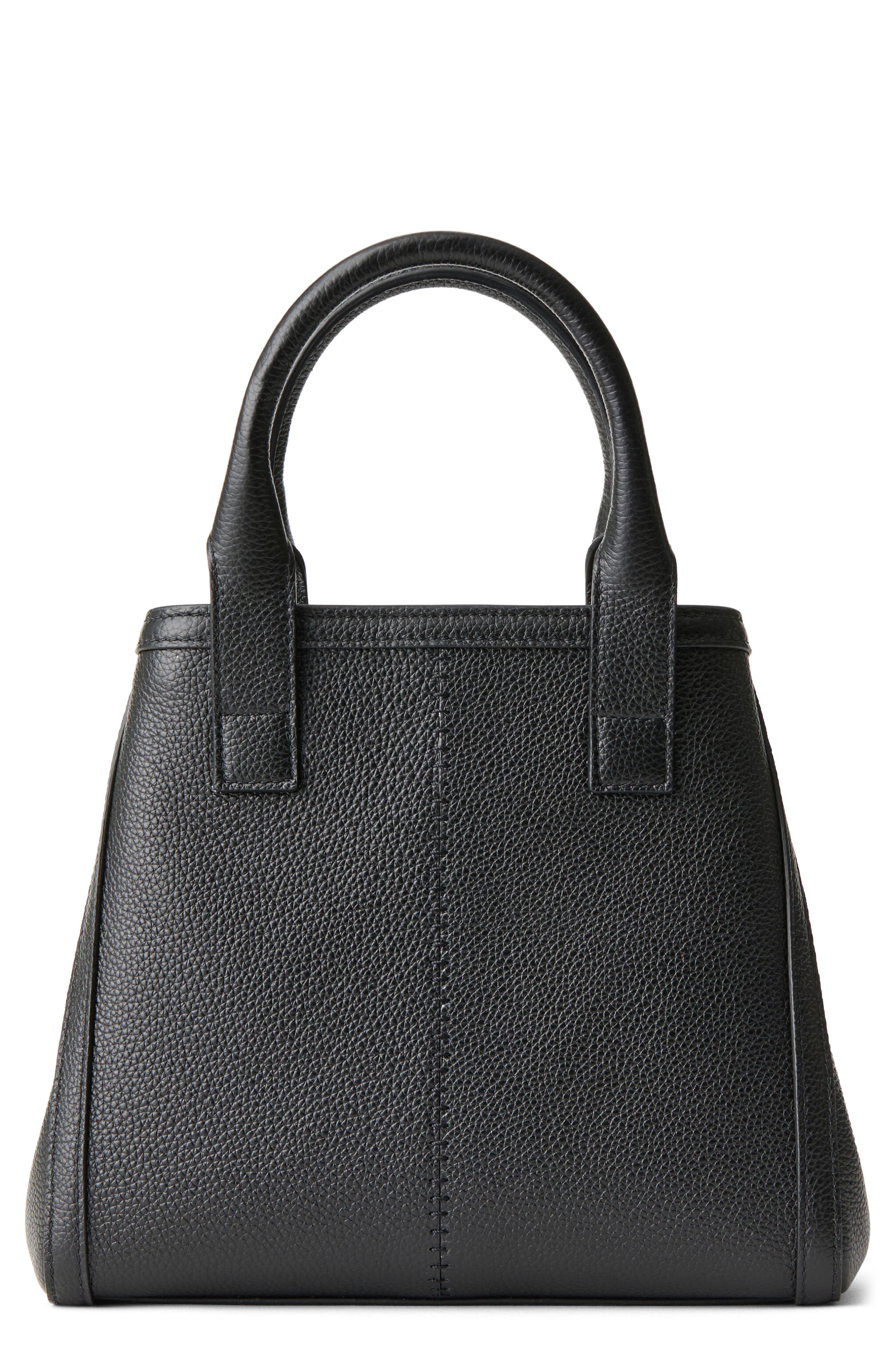 Lafayette 148 New York Mini L Grained Leather Tote, Main, color, Black