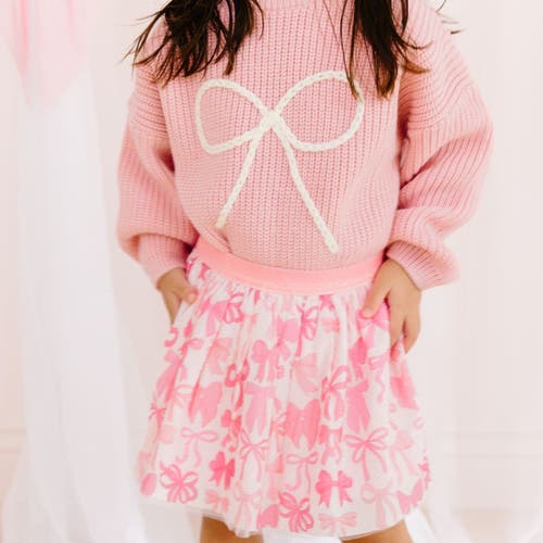 Sweet Wink Bow Yarn Knit Sweater In Pink