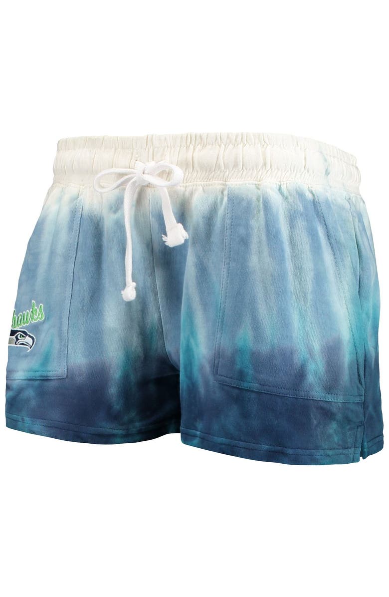 FOCO Women's FOCO College Navy/White Seattle Seahawks Dip-Dye Crop Pullover Hoodie & Shorts Set, Alternate, color, 