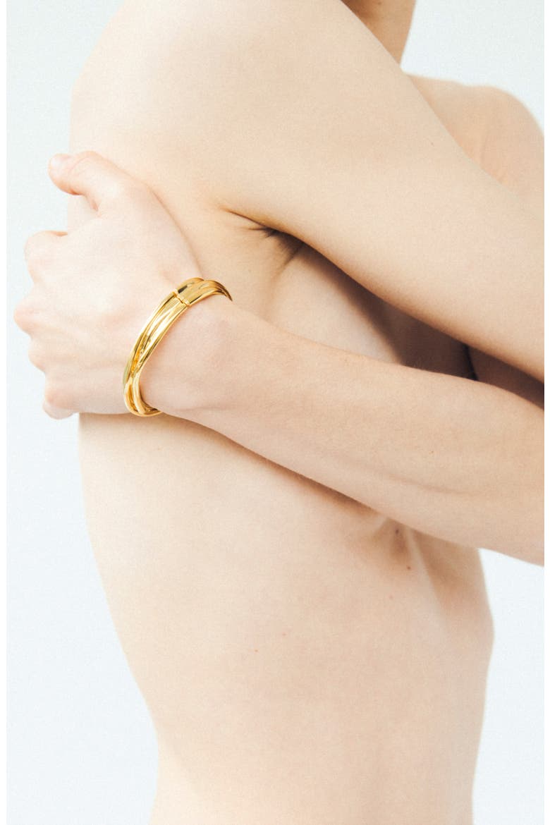 Coil Hinged Bangle, Alternate, color, 18CT GOLD PLATED