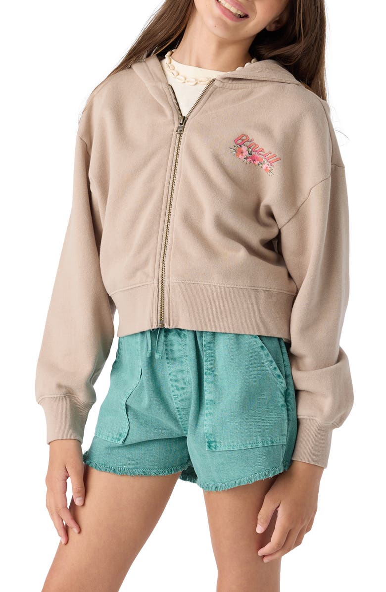 O'Neill Kids' Darcie Graphic Zip-Up Hoodie, Alternate, color, Simply Taupe