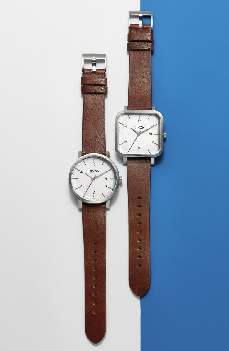 Nixon 'Ragnar' Leather Strap Watch, 40mm, Alternate, color,