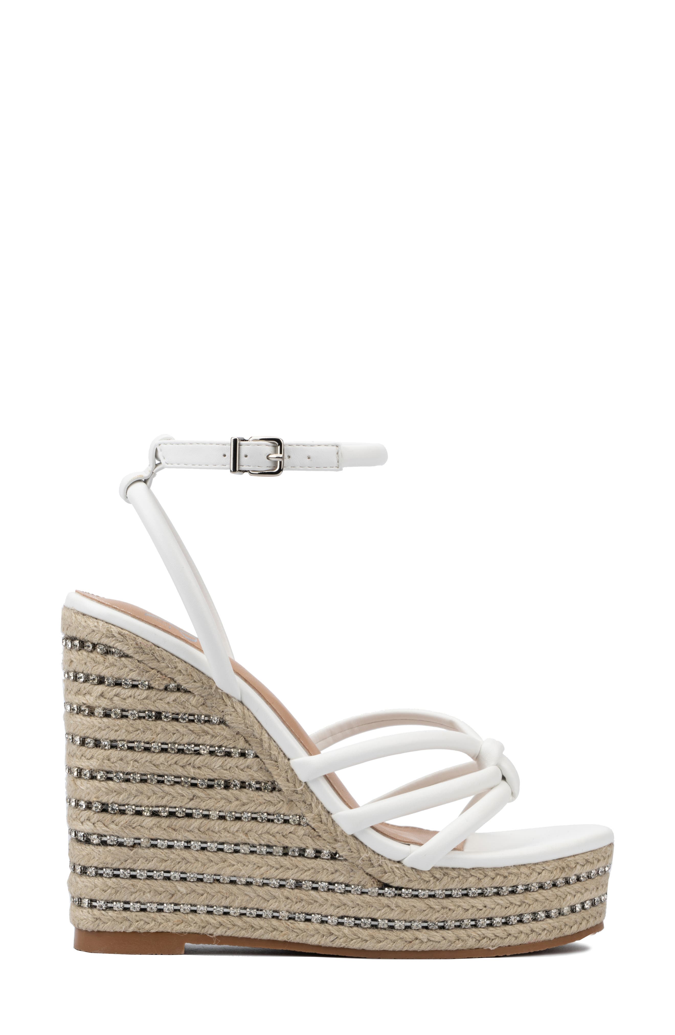 NEW YORK AND COMPANY Electra Platform Wedge Espadrille Sandal, Alternate, color, White
