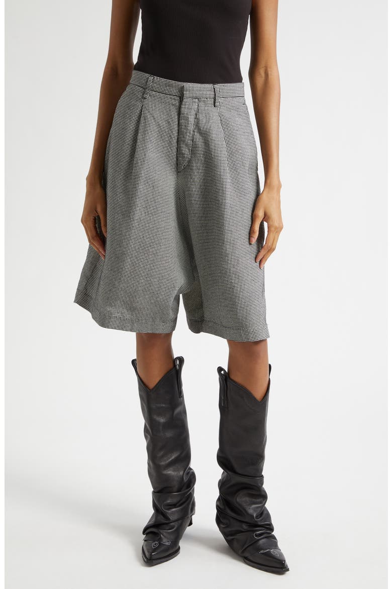 Jumbo Tailored Shorts, Main, color, BLACK AND WHITE HOUNDSTOOTH