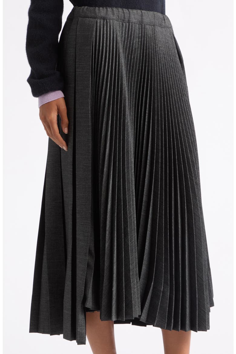 Layered Pleated Midi Skirt, Alternate, color, MELANGE BLACK/ WHITE