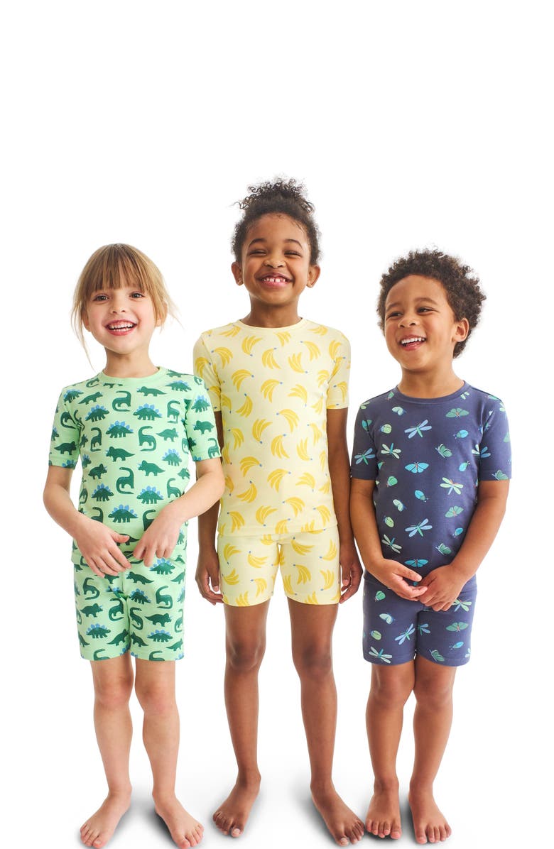 Primary Kids Organic Short Sleeve Pj Top, Alternate, color, Pear Dinosaurs