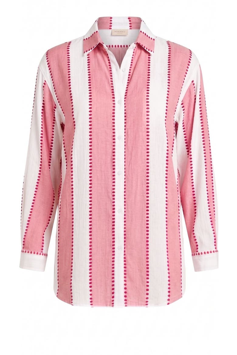 Positano Shirt Dress Cover-Up, Main, color, Pink Stripes with Dots