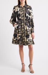 Julia Jordan Long Sleeve Tie Belt Button-Up Shirtdress