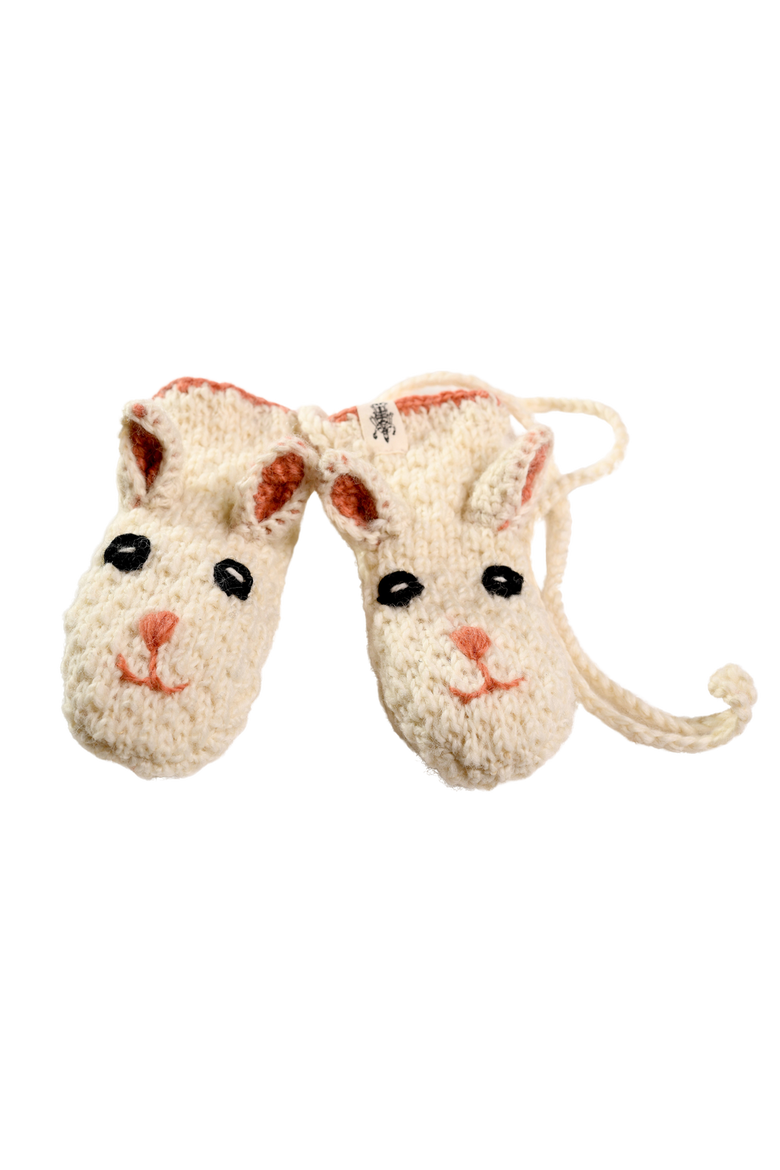 Crochet Rabbit Mittens, Main, color, White