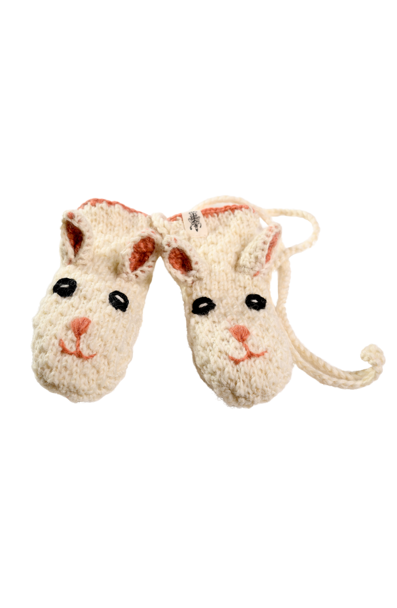 Nirvanna Designs Crochet Rabbit Mittens, Main, color, White