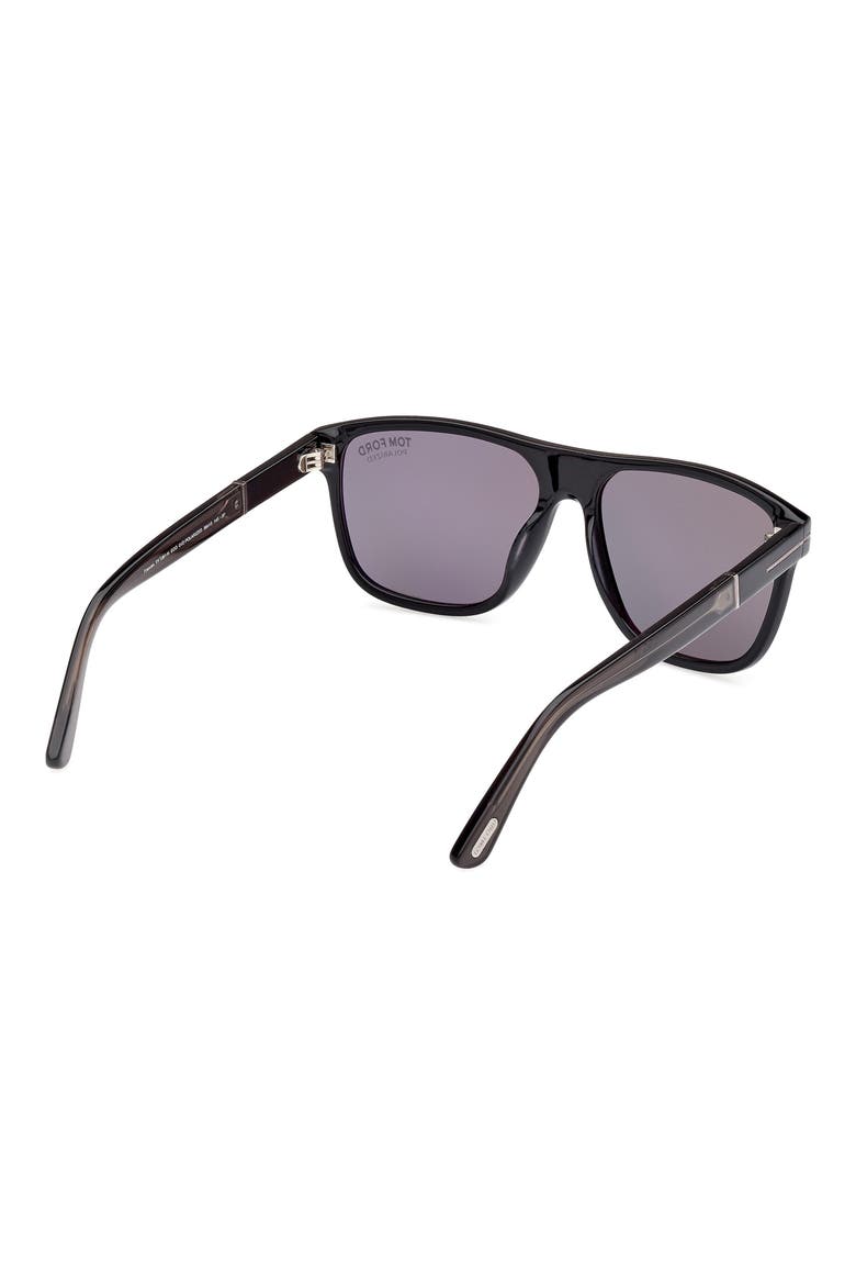 Frances 58mm Polarized Square Sunglasses, Alternate, color, SHINY BLACK GREY / SMOKE