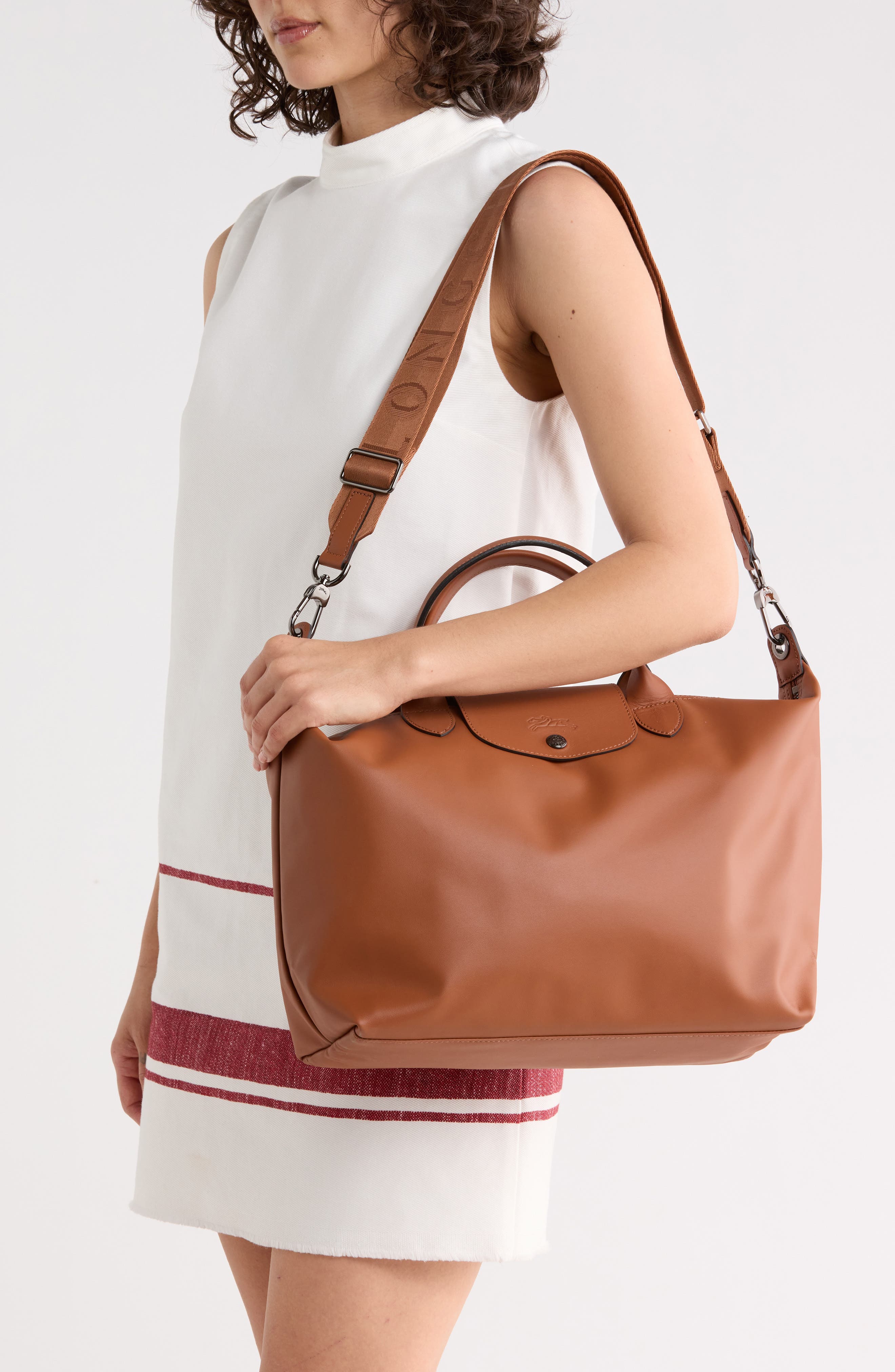 Le Pliage Extra Large Leather Tote Bag, Alternate, color, COGNAC
