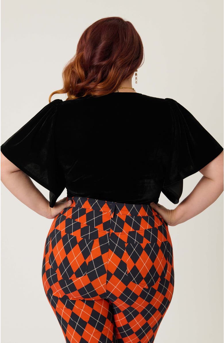 Unique Vintage Plus Size Flutter Sleeve Top, Alternate, color, Black