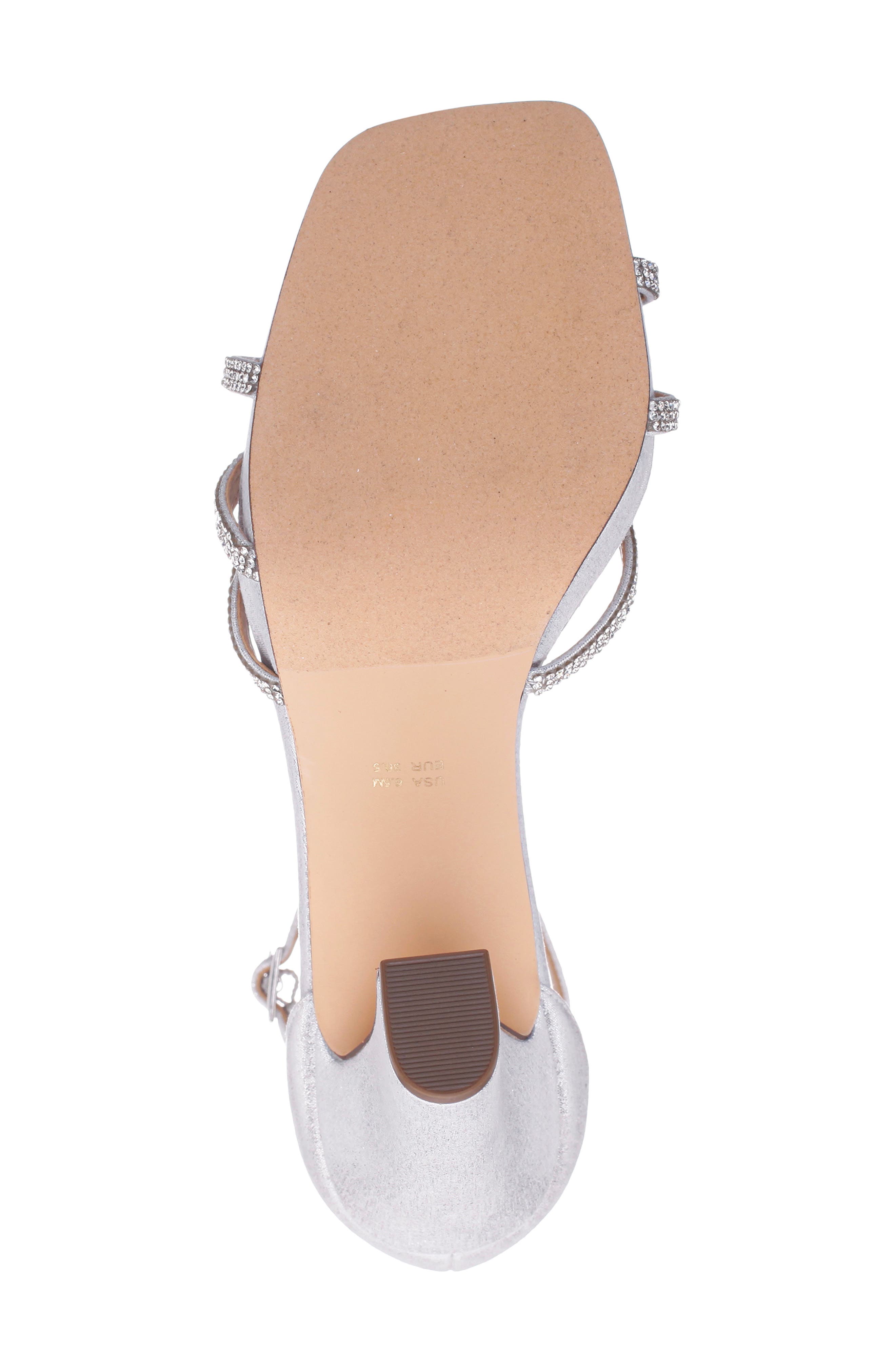 Evana Embellished Ankle Strap Slide Sandal, Alternate, color, SILVER