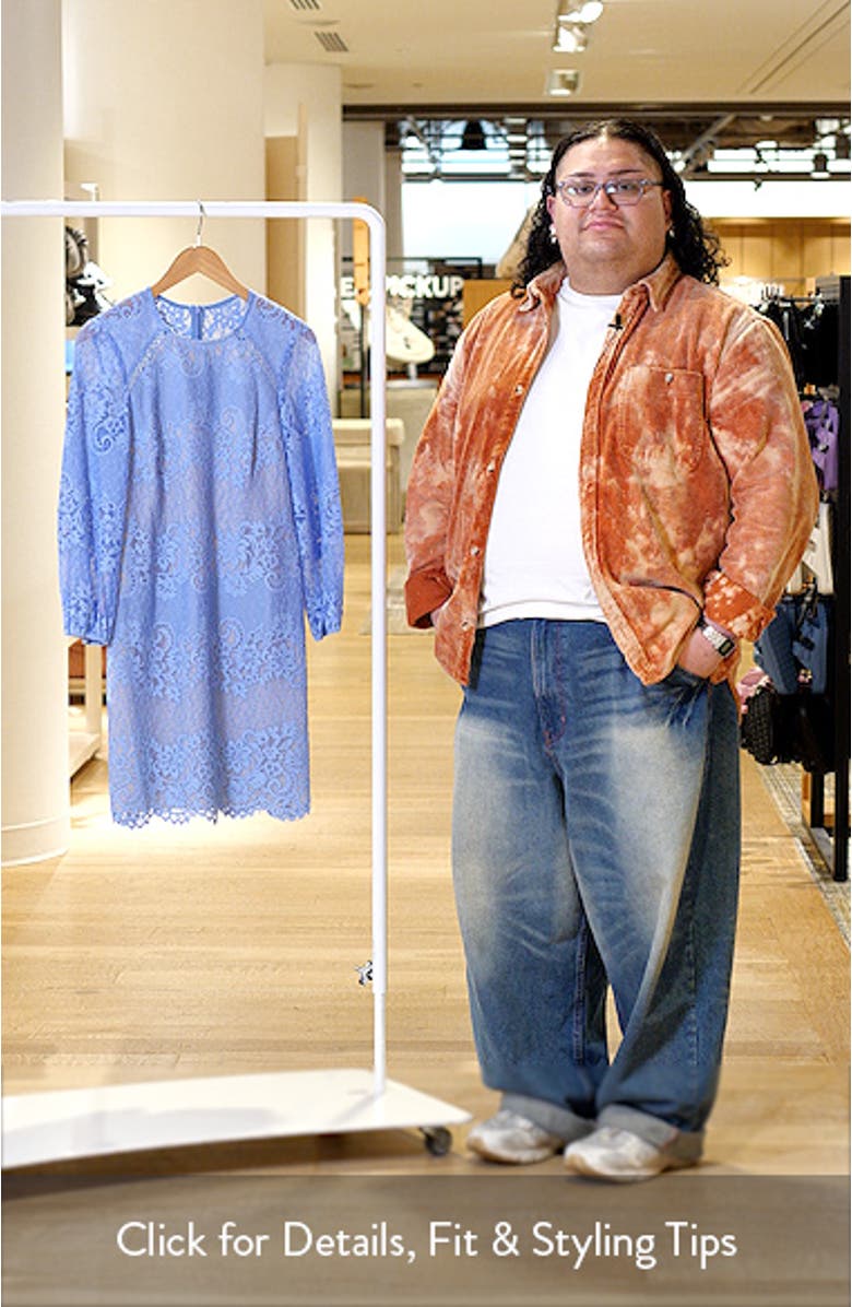 Floral Lace Long Sleeve Shift Dress, sales video thumbnail