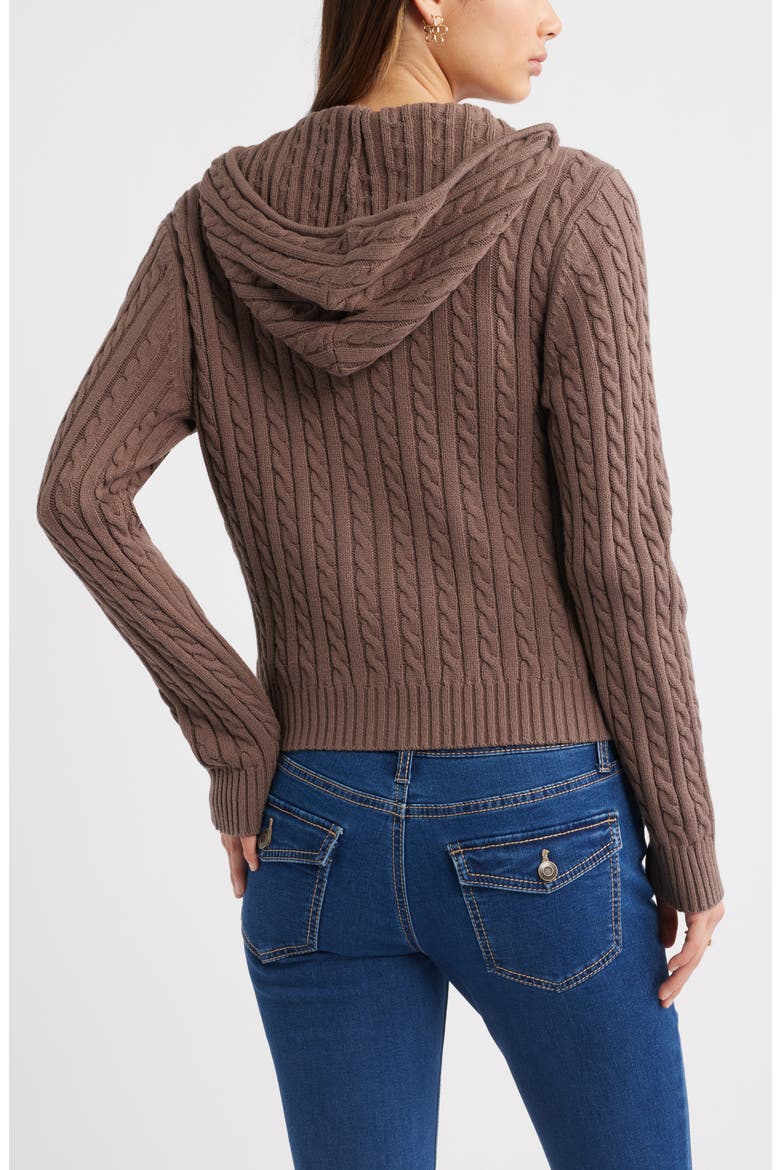 Cable Stitch Hooded Cardigan, Alternate, color, BROWN QUARTZ