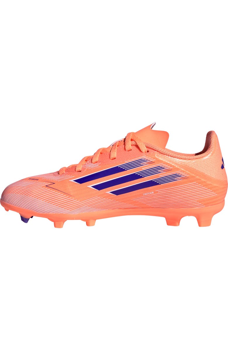 adidas Kids' F50 League Firm/Multiground Soccer Cleat, Alternate, color, Beam Orange/ Lucid Blue/ White