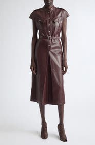 McQueen Leather Midi Shirtdress