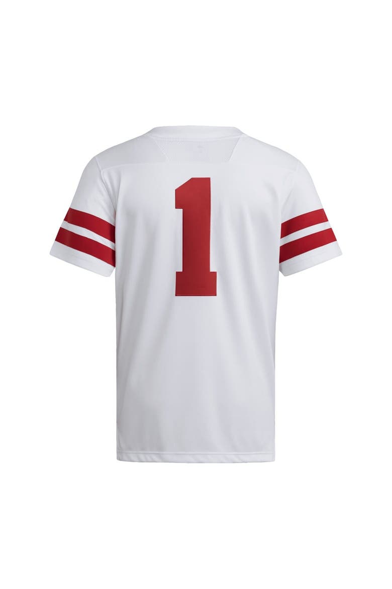 Men's adidas #1 White Nebraska Huskers Premier Jersey, Alternate, color, White