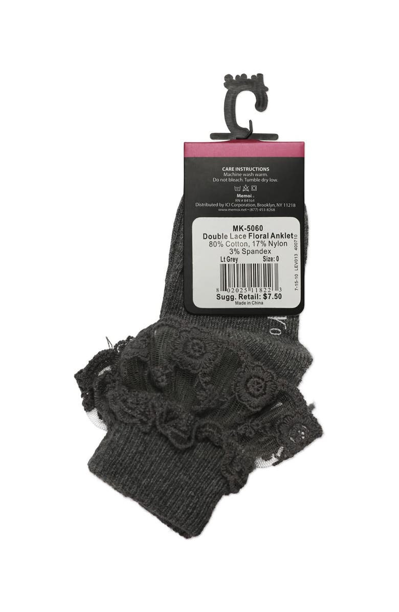 MeMoi Infant Layered-Lace Ankle Sock, Alternate, color, Light Gray