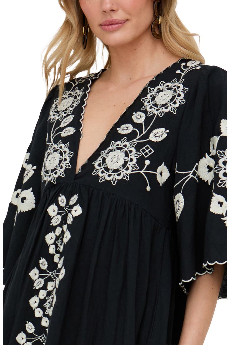 Arianna V-Neck Embroidered Maxi Dress, Alternate, color, Black