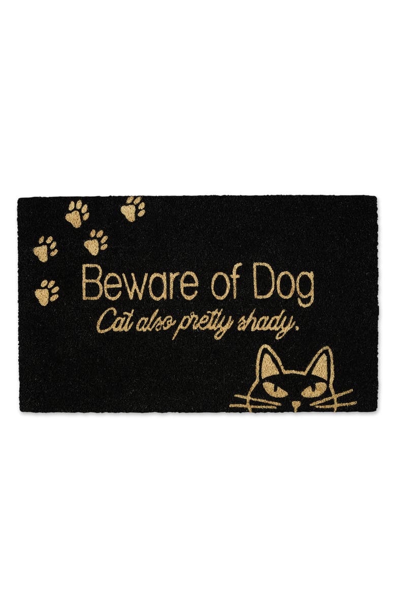 Design Imports Beware of Dog Coir Doormat, Main, color, Black
