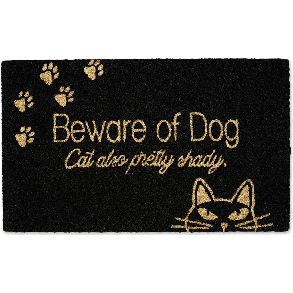 Design Imports Beware Of Dog Coir Doormat In Black