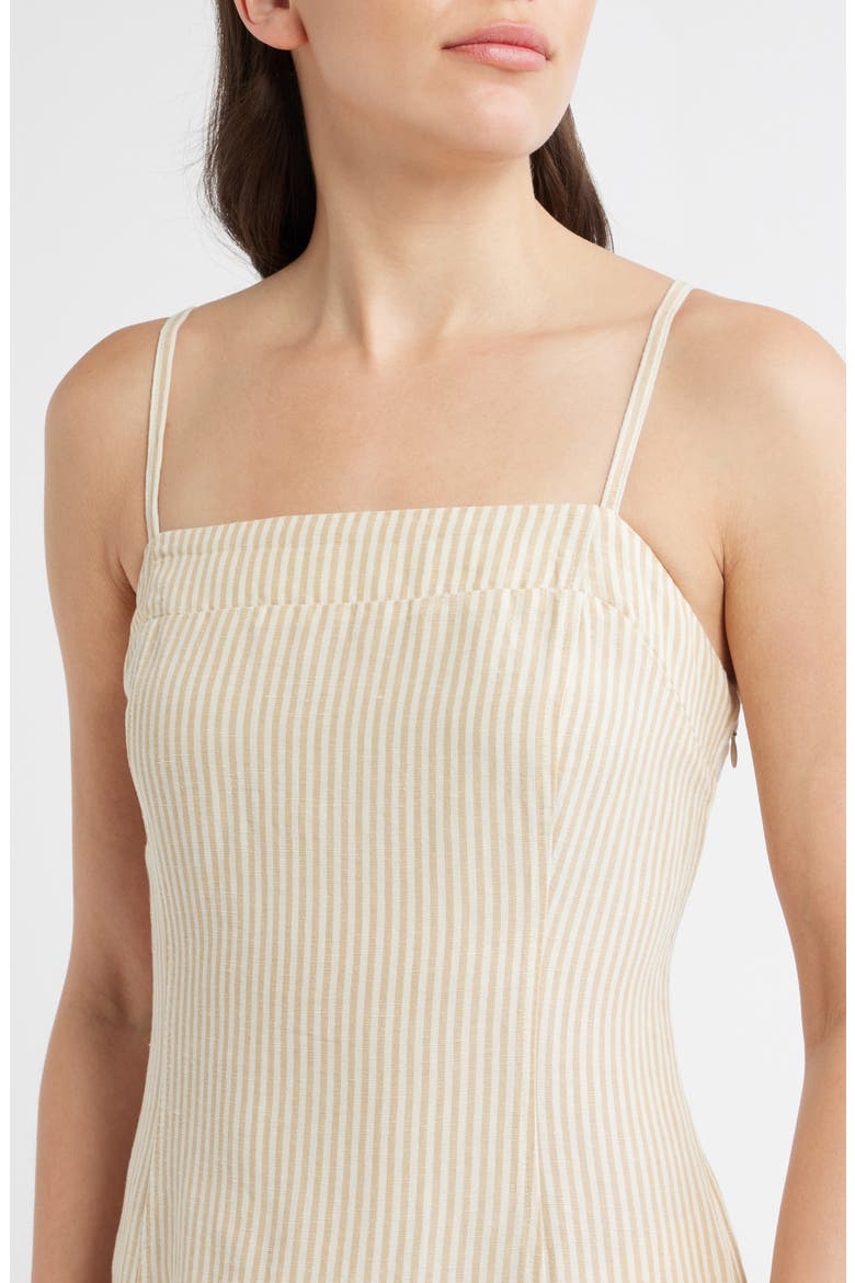 Luca Stripe Linen Blend Midi Dress, Alternate, color, SAND STRIPE