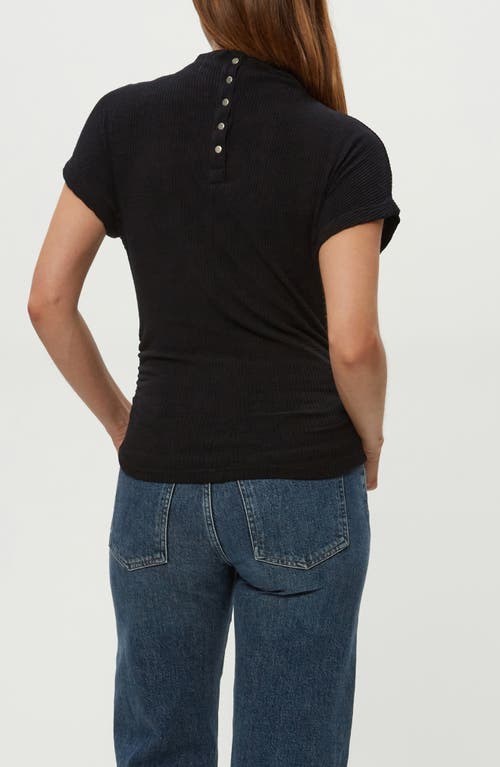 Michael Stars Lara Ribbed Mock Neck Top In Black