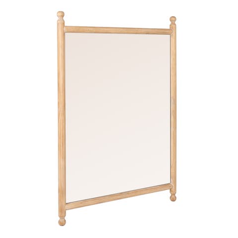 Rectangular Dowel Frame Wall Mirror with Finial Accents
