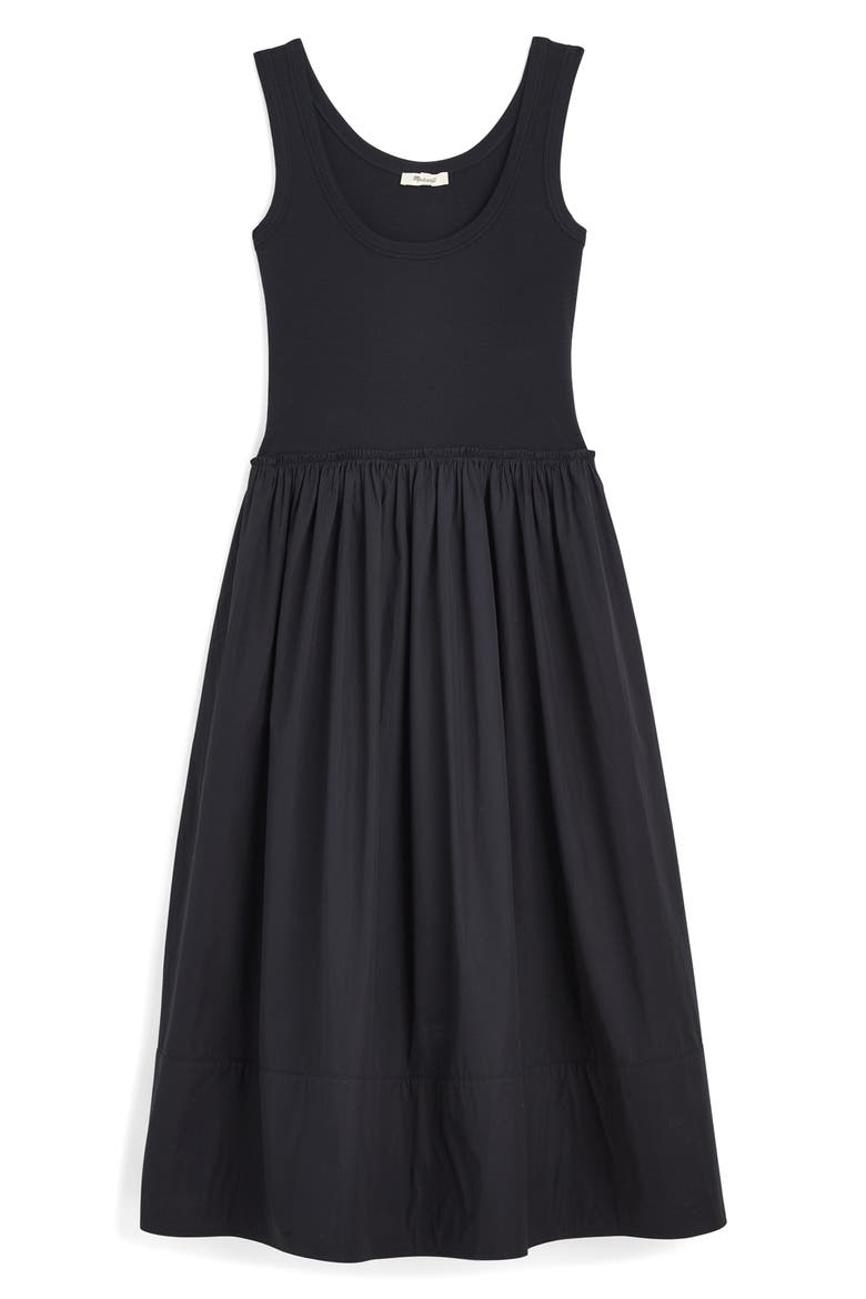 Mixed Media Scoop Neck Maxi Dress, Alternate, color, JET BLACK