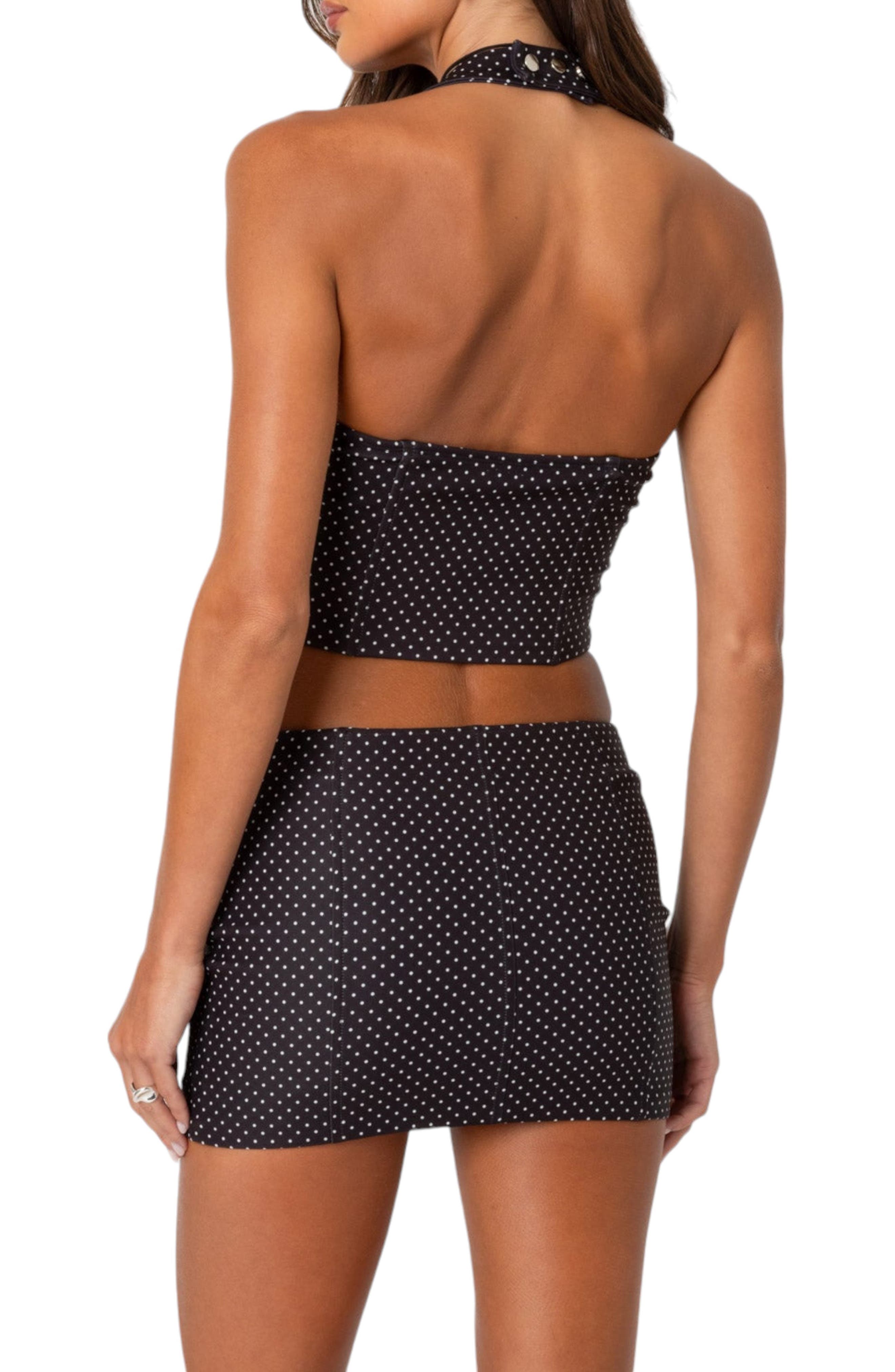 Laine Polka Dot Crop Halter Top - image 2