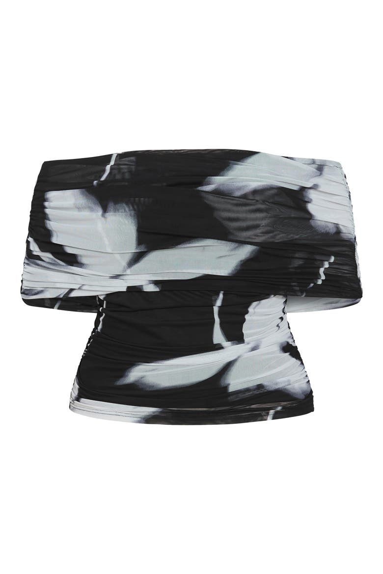 Dana Floral Off the Shoulder Mesh Top, Alternate, color, BLACK BLUR FLORAL