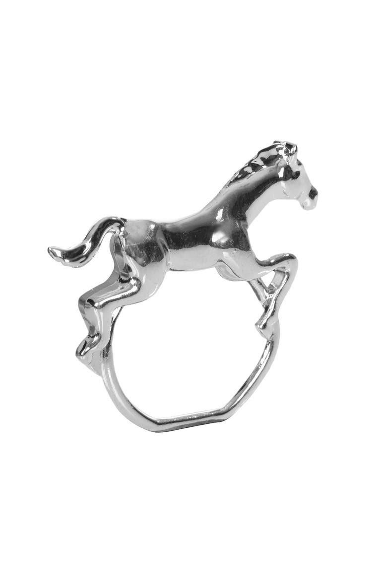 Derby Horse Napkin Ring Set of 4, Main, color, Silver