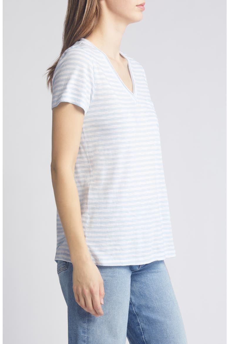 V-Neck Short Sleeve Pocket T-Shirt, Alternate, color, BLUE SKYWAY- WHITE BROOKE