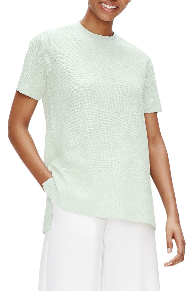 Short Sleeve Organic Linen Blend Tunic Sweater, Main, color, MIST