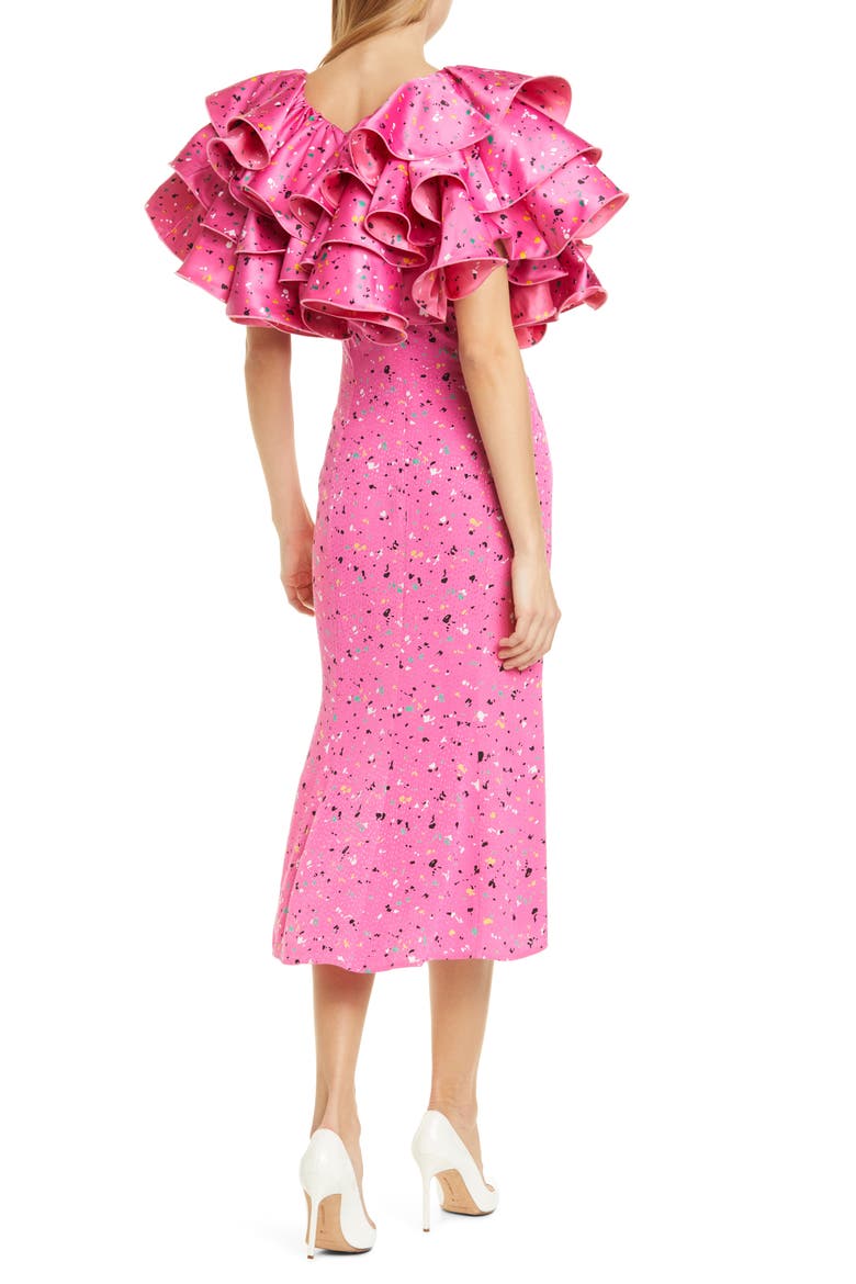 Carmen Layered Ruffle Midi Dress, Alternate, color, PAINT SPLASH