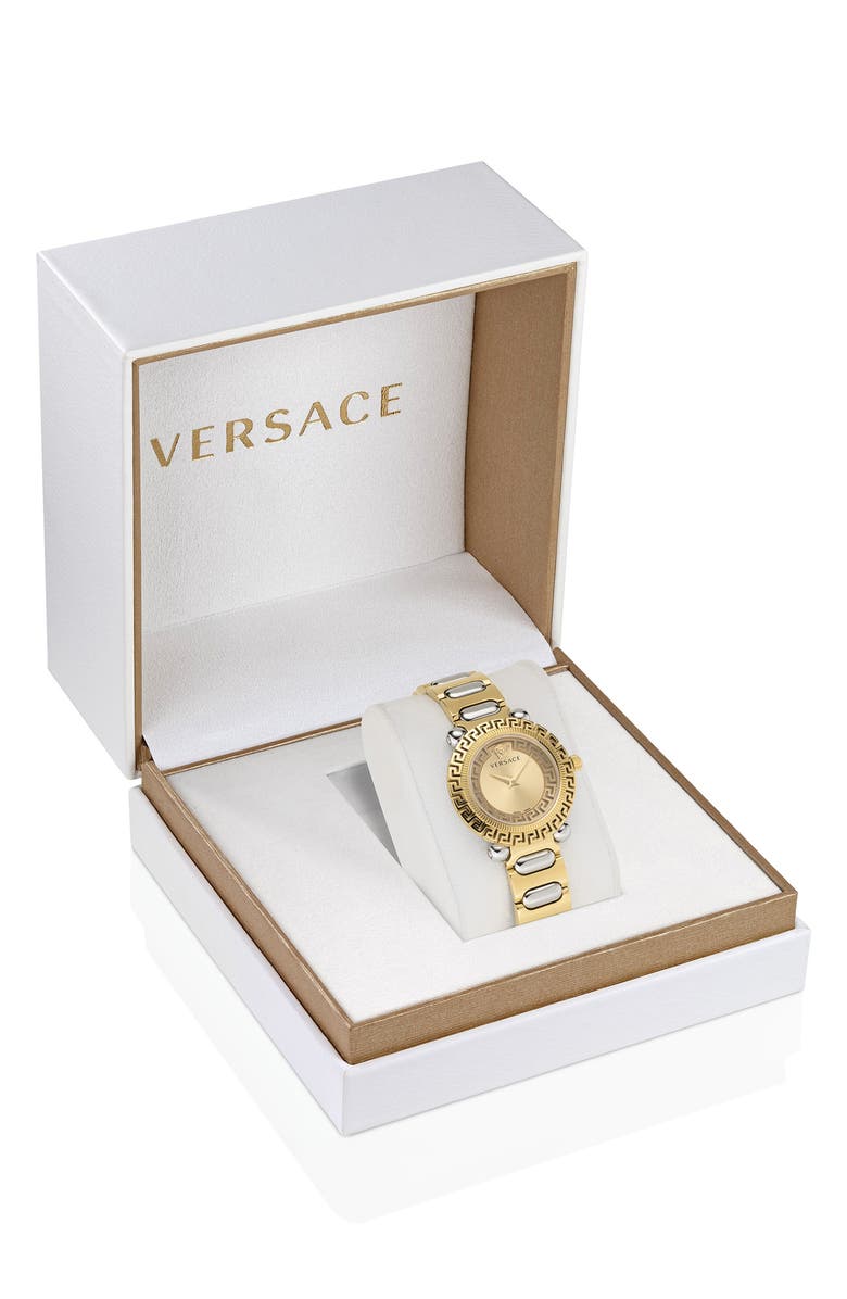 Versace Greca Twist Bracelet Watch, 35mm, Alternate, color, Two Tone