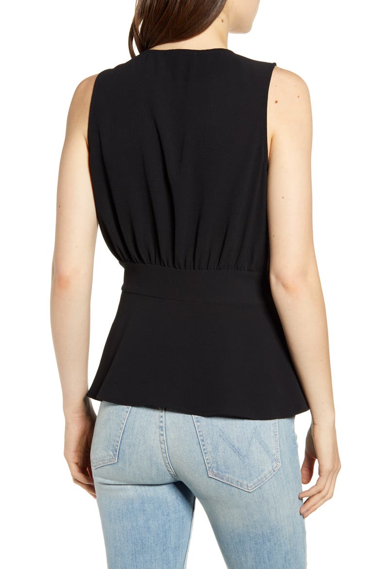 Sleeveless Button Top, Alternate, color, BLACK