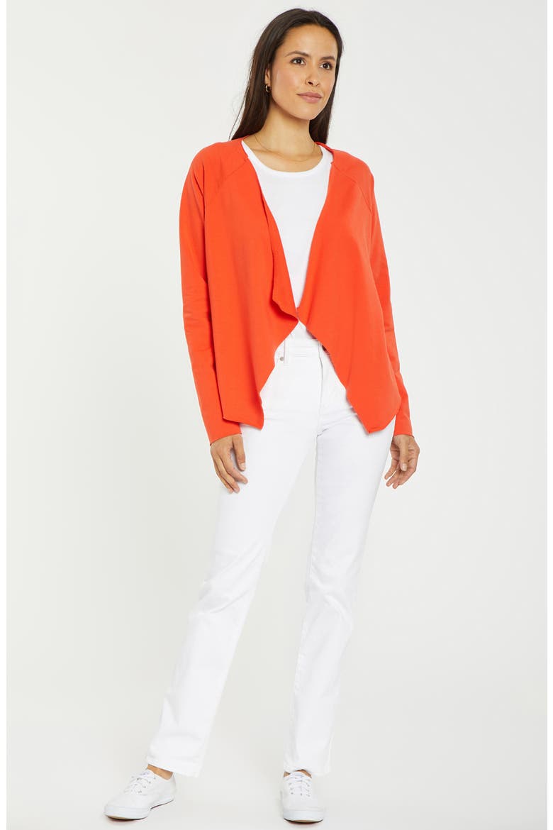 Draped Open Front Sweatshirt, Alternate, color, OPOPPY