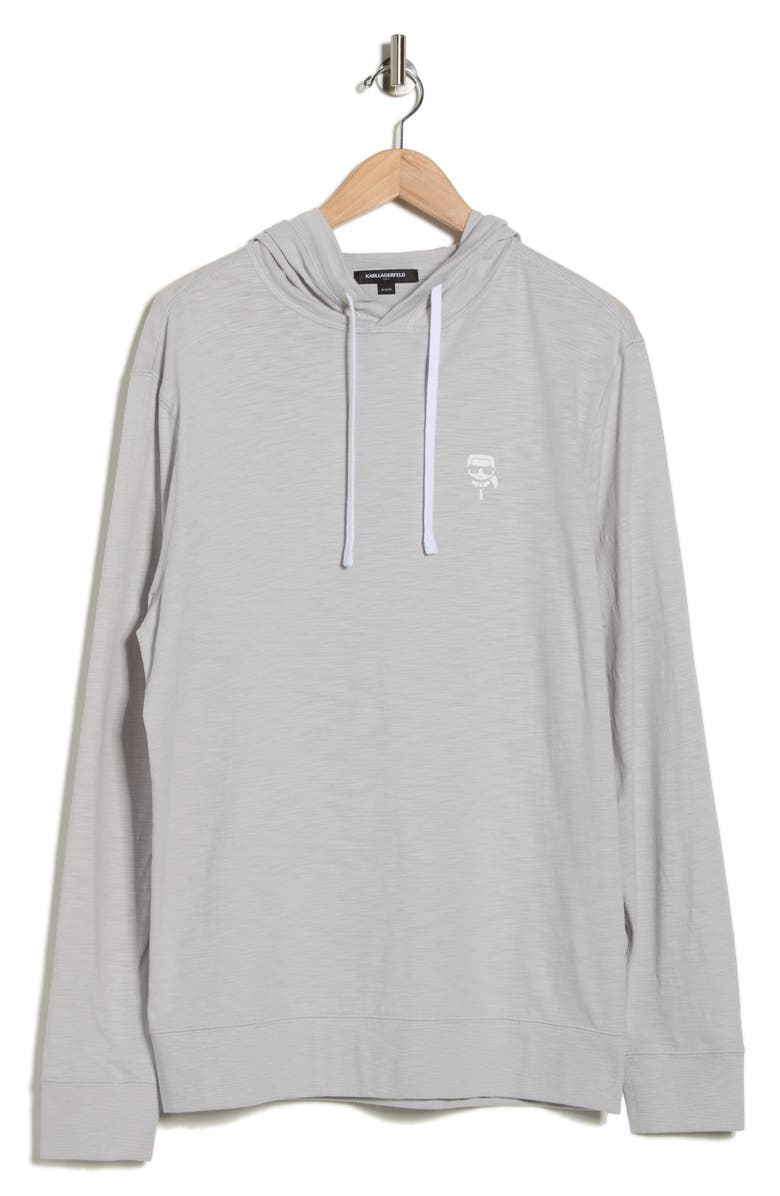 KARL LAGERFELD PARIS Slub Hoodie, Main, color, Light Grey
