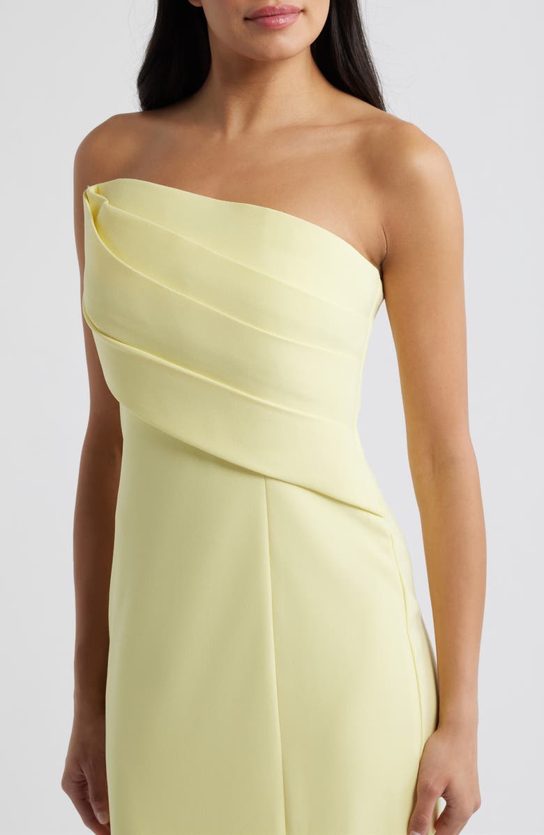 Vince Camuto Origami Pleated Strapless Column Gown, Alternate, color, Buttercup