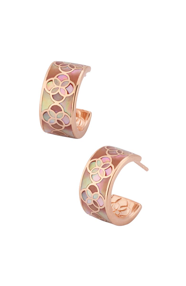 Jan Leslie Petal Gemstone With 18K Rose Gold Overlay Sterling Huggie Earring, Main, color, Rose
