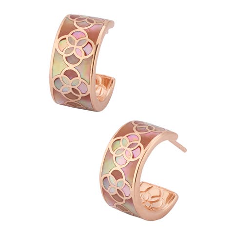 Petal Gemstone With 18K Rose Gold Overlay Sterling Huggie Earring