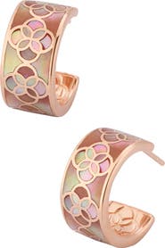 Jan Leslie Petal Gemstone With 18K Rose Gold Overlay Sterling Huggie Earring